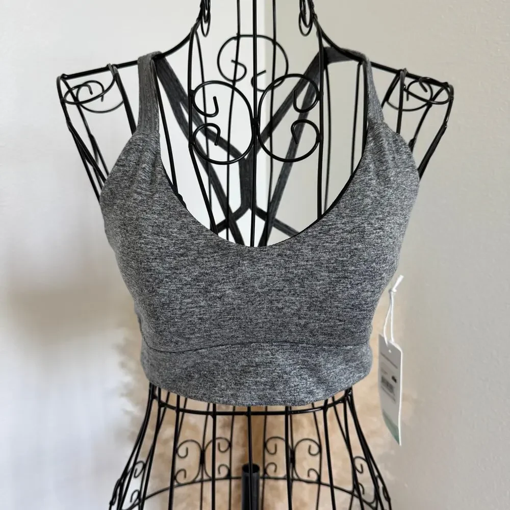 Balance Collection Strappy Back Heathered Gray Low Impact Sports Bra NEW Small